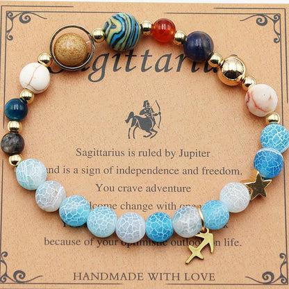 Zodiac Natural Stone Bracelet – Constellation Beaded Bracelet with Agate & Shoushan Stone