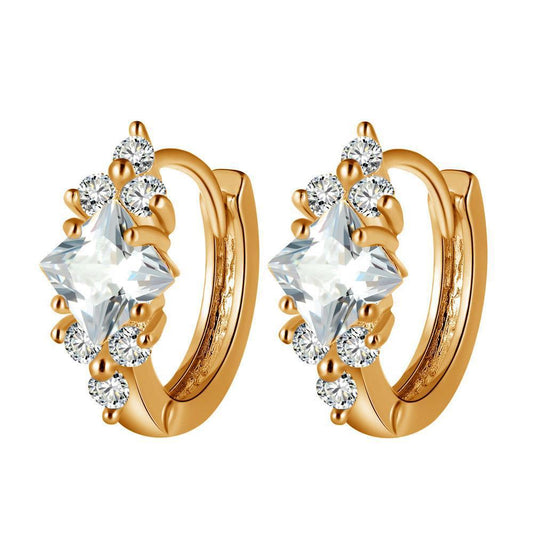 Square Zircon Copper Earrings – Korean Geometric Jewelry for Women