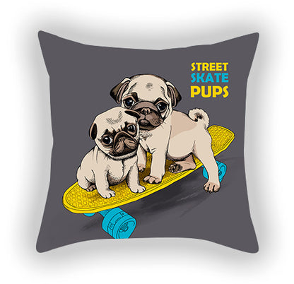 Blue Series Pet Dog Print Pillow Cover – Sofa, Balcony & Car Cushion Case for Dog Lovers
