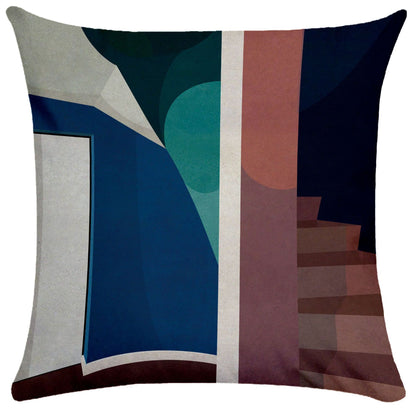 Geometric Building Print Pillowcase – Architectural Decorative Cushion Cover for Sofa & Home