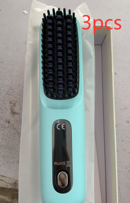 2-in-1 Wireless Hair Straightener Brush | Cordless Hot Comb with LCD & USB Charging