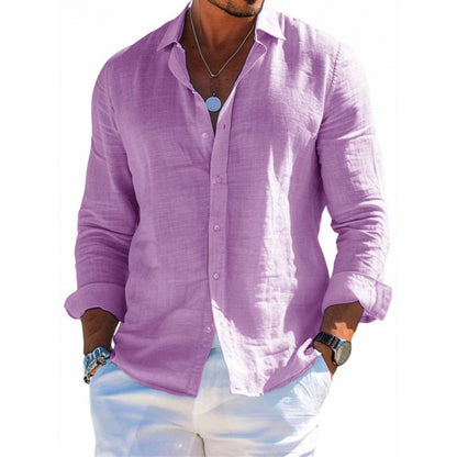 Men's Long Sleeve Casual Shirt – Loose Lapel Button-Up Plus Size