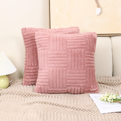 Woven Plush Pillowcase – Soft Textured Cushion Cover for Sofa & Bedroom Decor