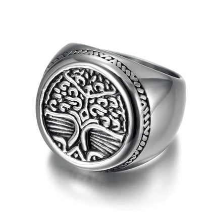 Stainless Steel Celtic Tree of Life Ring – Viking Handcrafted Jewelry