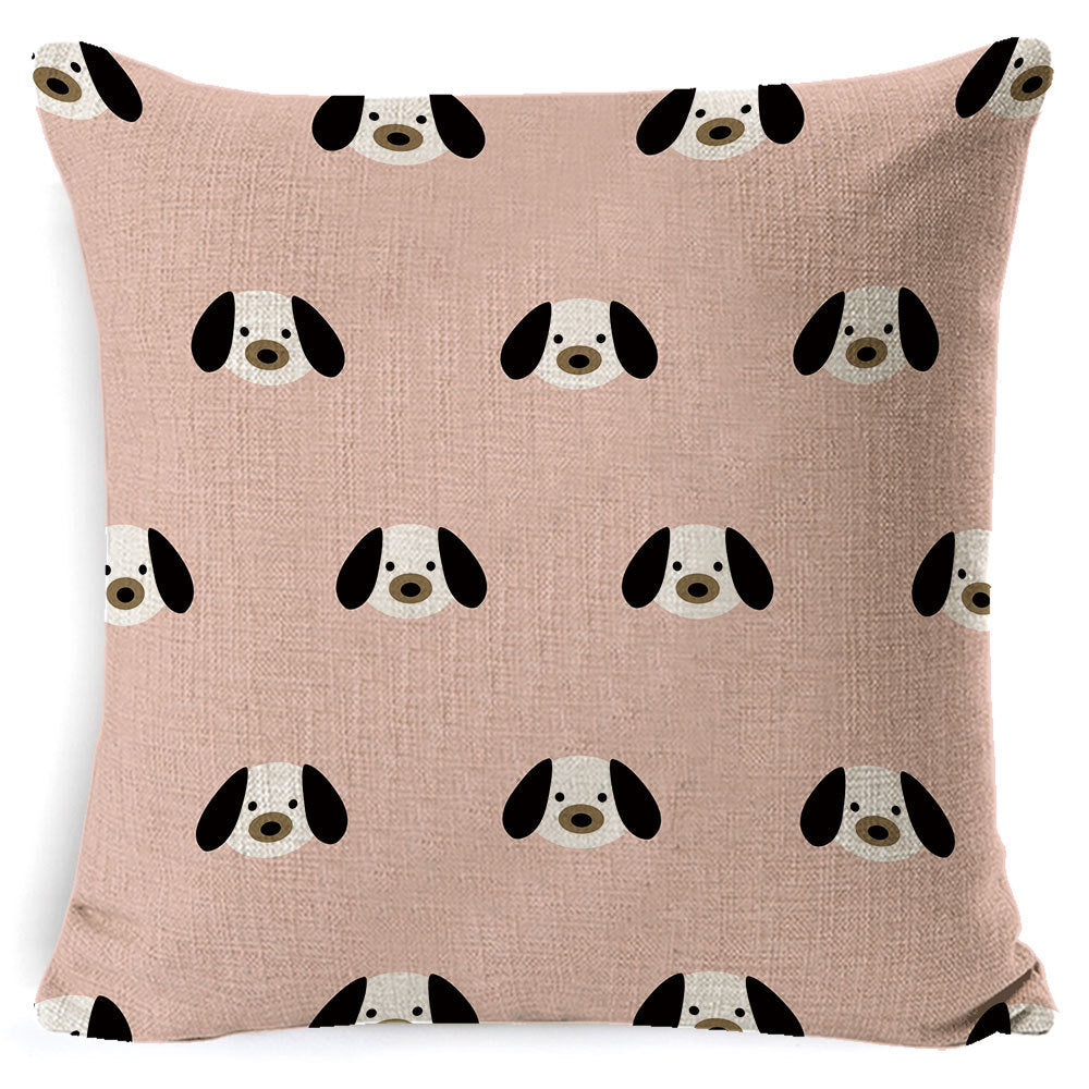 Vintage Dog Print Cotton Pillow Case 45x45CM – Cute Cushion Cover for Sofa & Home
