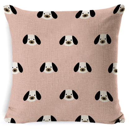 Vintage Dog Print Cotton Pillow Case 45x45CM – Cute Cushion Cover for Sofa & Home