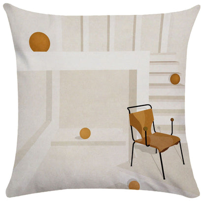 Geometric Building Print Pillowcase – Architectural Decorative Cushion Cover for Sofa & Home