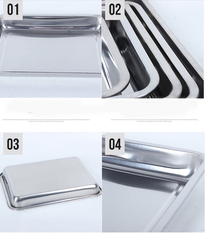 Stainless Steel Rectangular BBQ Tray – Deep Dish Storage & Serving Plate for Kitchen & Grill