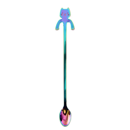 304 Stainless Steel Cartoon Cat Handle Coffee Spoon – Cute Hanging Teaspoon
