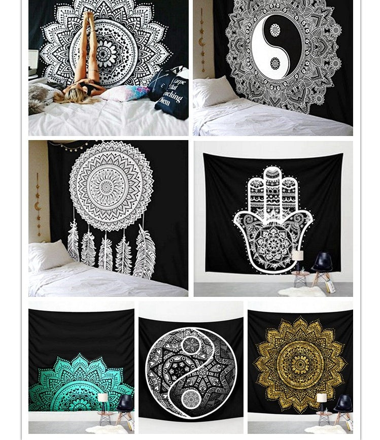 Printed Beach Towel & Wall Tapestry – Geometric Polyester Blanket 150x150cm to 230x150cm