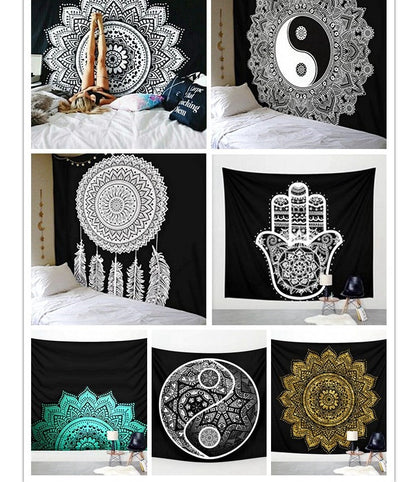 Printed Beach Towel & Wall Tapestry – Geometric Polyester Blanket 150x150cm to 230x150cm