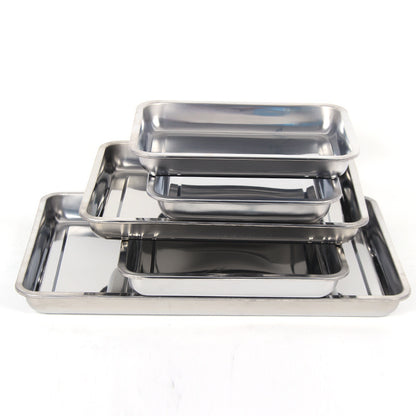 Stainless Steel Rectangular BBQ Tray – Deep Dish Storage & Serving Plate for Kitchen & Grill