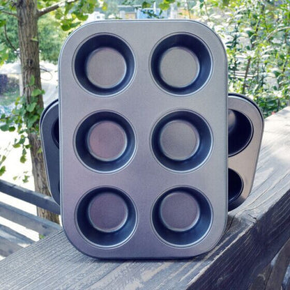 6-Cup Round Muffin & Cupcake Baking Tray – Non-Stick Reusable Cake Mold