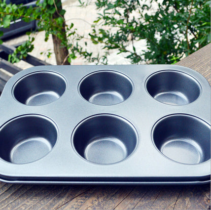 6-Cup Round Muffin & Cupcake Baking Tray – Non-Stick Reusable Cake Mold