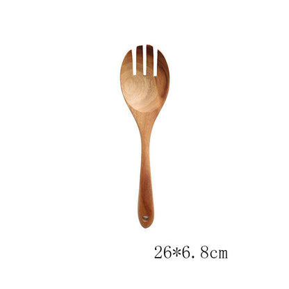 Teak Natural Wood Kitchen Utensil Set – Spoon, Ladle, Turner, Colander & Skimmer Cooking Tools