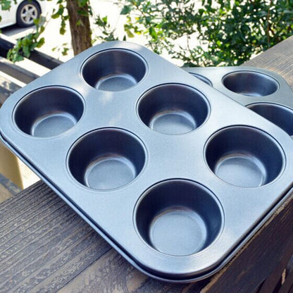 6-Cup Round Muffin & Cupcake Baking Tray – Non-Stick Reusable Cake Mold