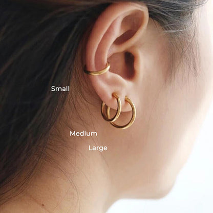 Titanium Steel No-Piercing Ear Clip – Gold & Silver Hoop Earrings for Women