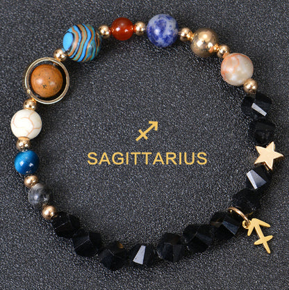Eight Planets Zodiac Bracelet – Frosted Natural Stone Beads for All 12 Signs