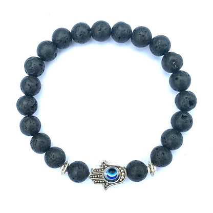 Evil Eye Natural Stone Bracelet – Handmade Electroplated Bead Bracelet