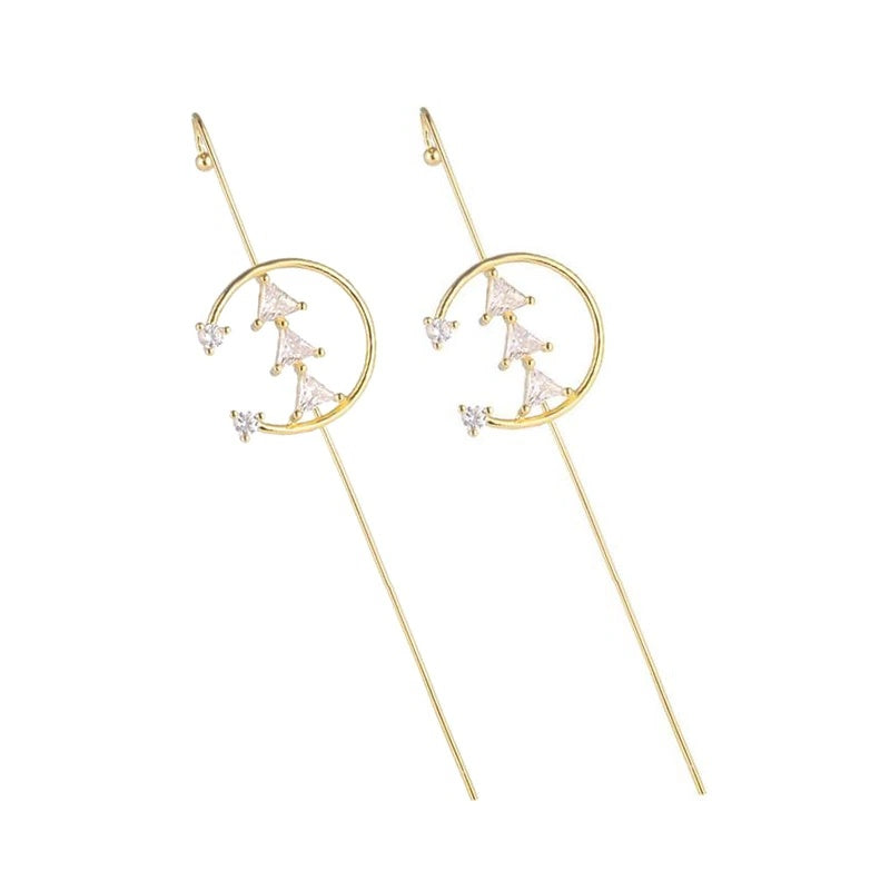 Ear Wrap Crawler Zircon Earrings – Korean Gold & Silver Copper Jewelry for Women