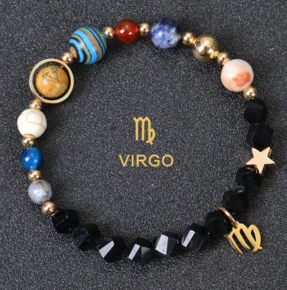 Eight Planets Zodiac Bracelet – Frosted Natural Stone Beads for All 12 Signs