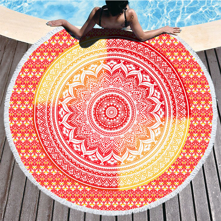 Printed Round Beach Towel – Large Microfiber Towel 150cm