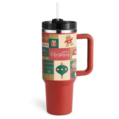 40 Oz Insulated Tumbler with Handle & Straw – Stainless Steel Vacuum Cup
