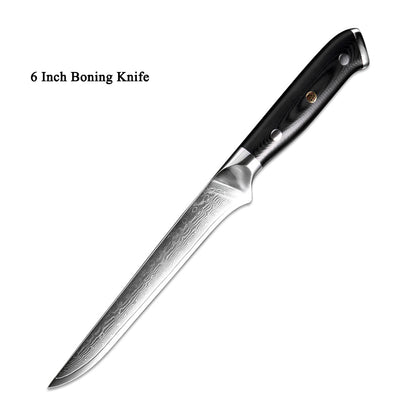Japanese Damascus Steel Kitchen Knife Set – Chef, Santoku, Fruit & Utility Knives