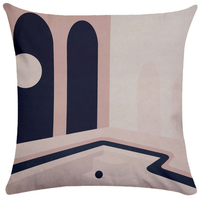 Geometric Building Print Pillowcase – Architectural Decorative Cushion Cover for Sofa & Home