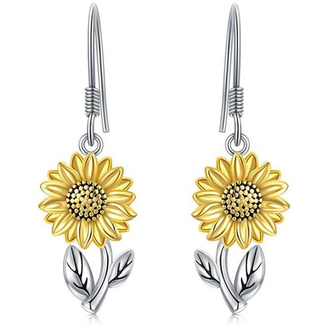 Bee Sunflower Heart Stud Earrings – Cute Fashion OL Alloy Jewelry for Women