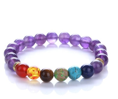 Chakra Energy Yoga Bracelet – Colorful Natural Stone Beads 8mm