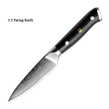 Japanese Damascus Steel Kitchen Knife Set – Chef, Santoku, Fruit & Utility Knives