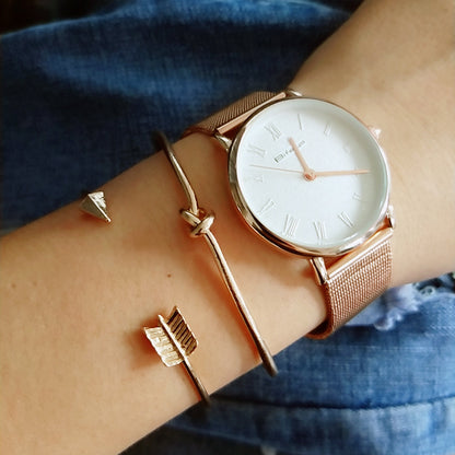 Vintage Arrow Knotted Cuff Bracelet – Gold Alloy Jewelry for Women