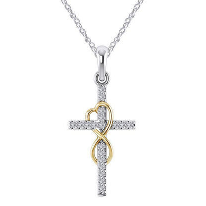 Cross Necklace with Diamond Pendant – Gold, Rose Gold & Silver