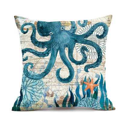 Sea Turtle Printed Throw Pillow Cases – Ocean Cushion Covers for Home Decor Sofa & Chair Seat