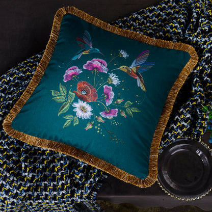 Retro Tassel Sofa Cushion Pillow 45x45cm – European Style Nature Print Backrest Pillow with Thick Rope or Tassel | 9 Designs