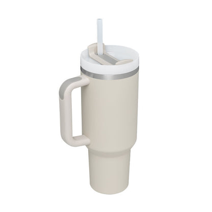 40 Oz Insulated Tumbler with Handle & Straw – Stainless Steel Vacuum Cup