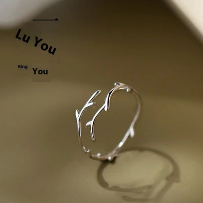 Antlers Open Ring – Minimalist INS Style Jewelry for Women