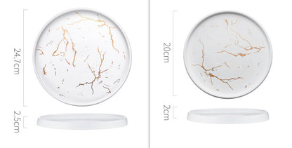 Nordic Style Marble Ceramic Plate – Household Elegant Dining Dish