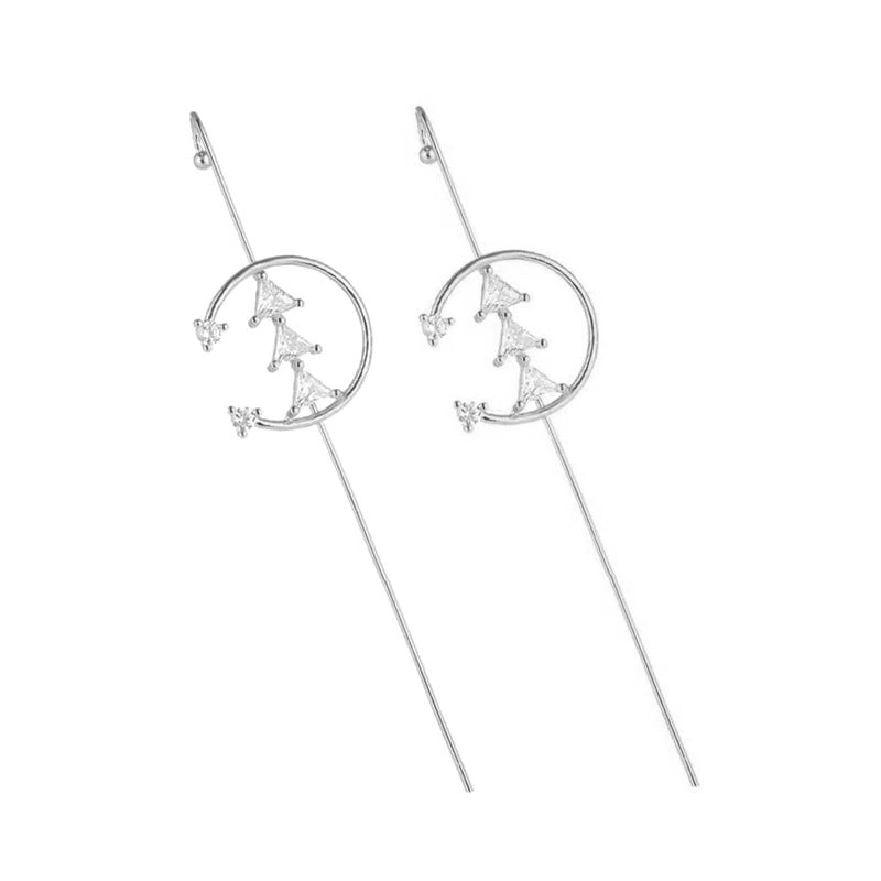 Ear Wrap Crawler Zircon Earrings – Korean Gold & Silver Copper Jewelry for Women