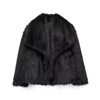 Women's Winter Plush Coat – Warm Fluffy Lapel Jacket