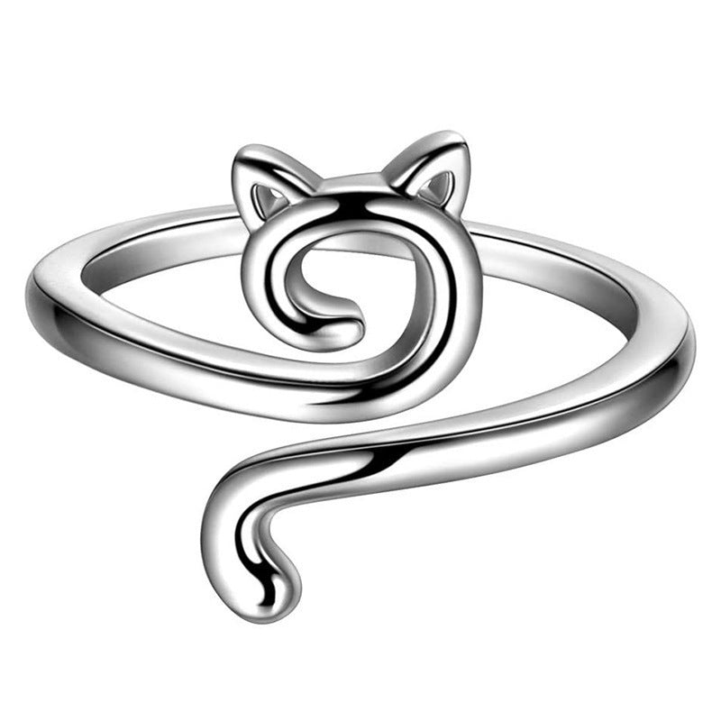 Adjustable Cat Knitted Ring – Cute Animal Jewelry for Women