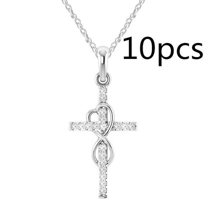 Cross Necklace with Diamond Pendant – Gold, Rose Gold & Silver
