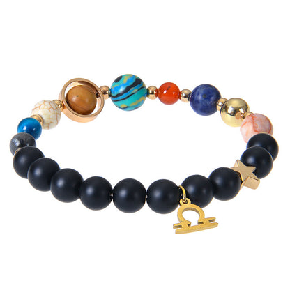 Eight Planets Zodiac Bracelet – Frosted Natural Stone Beads for All 12 Signs