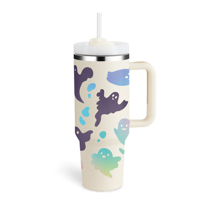 40 Oz Insulated Tumbler with Handle & Straw – Stainless Steel Vacuum Cup