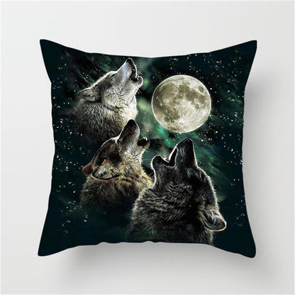 3D Fluorescent Wolf Polyester Pillowcase – Home Decoration Cushion Cover (No Pillow Core)
