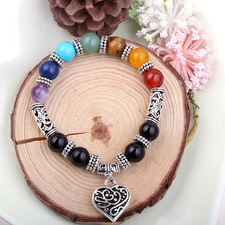 Seven Chakra Yoga Energy Bracelet – Healing Crystal Stones for Balance & Wellness