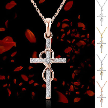 Cross Necklace with Diamond Pendant – Gold, Rose Gold & Silver