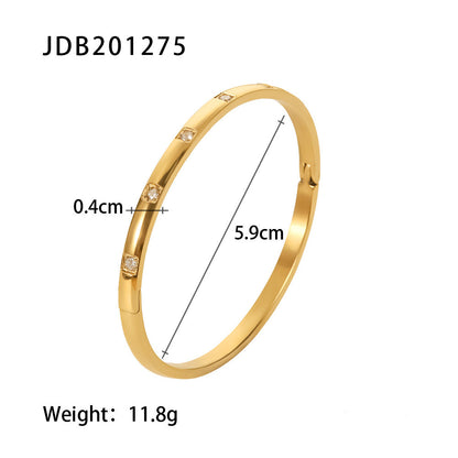 Gold-Plated Stainless Steel Bracelet with Zirconia – Trendy Women’s Jewelry