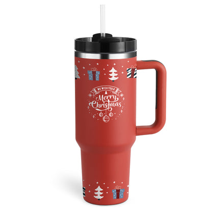 40 Oz Insulated Tumbler with Handle & Straw – Stainless Steel Vacuum Cup